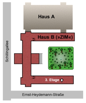 eine Grafik zeigt, in welchem Gebäude die Station liegt